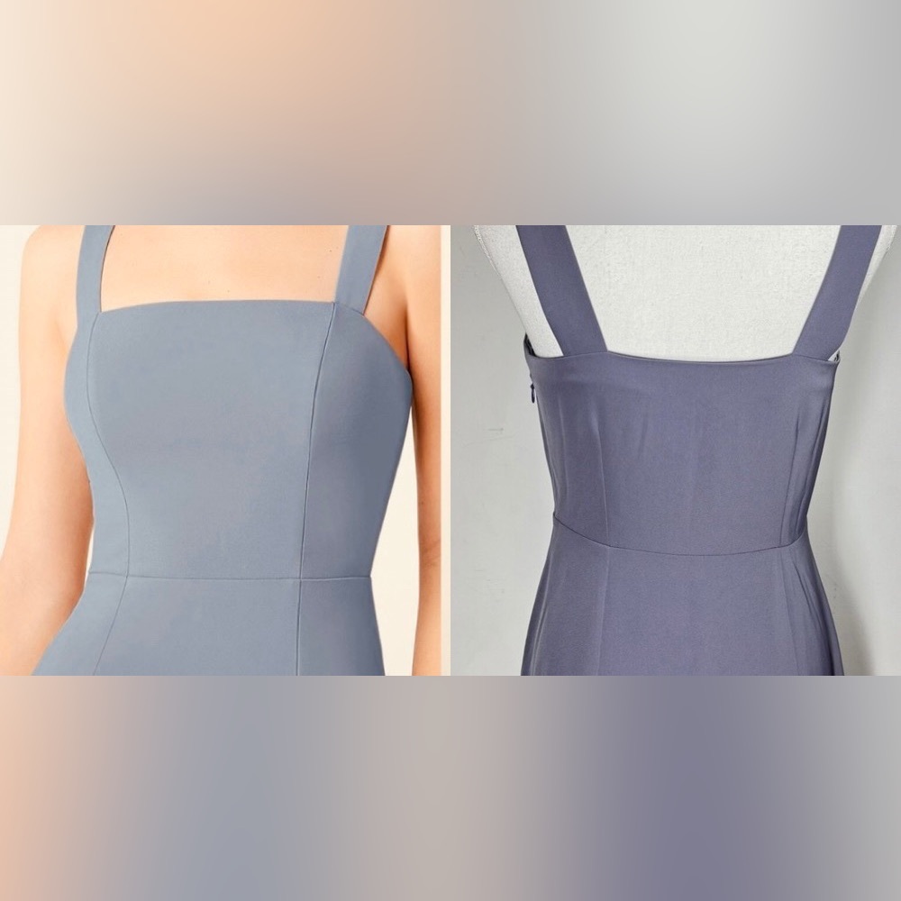 Loft Y2K Style Grey Square Neck Dress with Slit Petite 10 New with Tags
